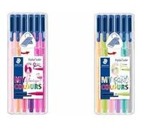 Staedtler Feutres Triplus Color 323 – Pointe 1 mm, Étui chevalet 6 couleurs 'My Pastel Colours'