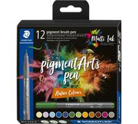STAEDTLER Feutre de coloriage pigment brush pen "Nature Colours" 12 pièces en étui carton