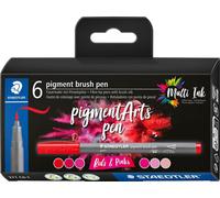 STAEDTLER Feutre de coloriage pigment brush pen "Reds & Pinks" 6 pièces en étui carton