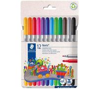 Staedtler Feutres Noris 320 C12 – double fibre, lavables, trait 1–3 mm – Lot 12 couleurs assorties
