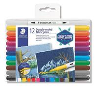 STAEDTLER Feutre double pointe textile, 'tui de 12 0,000000 Noir