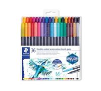 Staedtler Feutres aquarellables – 36 couleurs assorties, double pointe (pinceau & fine)