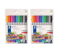 STAEDTLER Feutres double pointe Noris Club Set - 24 feutres à deux pointes - Lavables et résistants à la pression - Coffret créatif pour enfants et artistes amateurs en 2×12 couleurs