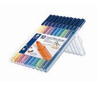 Staedtler - Feutres Triplus Color 323 SB10 - Haute qualité, Pointe 1 mm, 10 couleurs, Étui chevalet