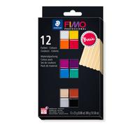 Staedtler FIMO 8043-C12-1 Lot de 12 pâtes à modeler 300 g couleurs de base Noir Bleu Champagne Vert Gris Magenta Orange Rouge Terracotta Violet Blanc Jaune