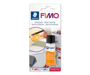 STAEDTLER FIMO 8703 Vernis brillant - transparent, 10 ml, pinceau | Vernis à base d’eau, résistant à la lumière, finition brillante sur l’argile - couche protectrice - Art.-Nr. 8703 01 BK
