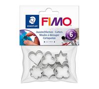 STAEDTLER - Fimo Accessoires - Polybag 6 mini emporte-pièces - Motifs assortis - Diamètre 2 cm - 8724 03, 6 Formes de Découpe, Argenté.