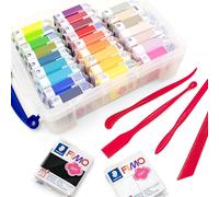 Staedtler FIMO Coffret cadeau en argile polymère souple | 27 blocs de couleurs d'argile à modeler au four + 4 outils de modelage | Facile à façonner, idéal pour les débutants, la fabrication de bijoux