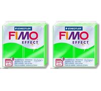 STAEDTLER - Fimo® effect - Pain pâte à modeler - 57 Grammes - Vert fluo - 8010-501, Neon (Lot de 2)