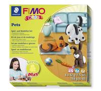 STAEDTLER - Fimo Kids Form&Play - Set "Les animaux domestiques" - 4 pains pâte à modeler 42 g assortis + 1 outil de modelage + 1 décor + notice d'utilisation détaillée - 8034 02 LY