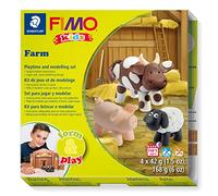 STAEDTLER - Fimo Kids Form&Play - Set "La ferme" - 4 pains pâte à modeler 42 g assortis + 1 outil de modelage + 1 décor + notice d'utilisation détaillée - 8034 01 LY