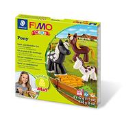 STAEDTLER - Fimo Kids Form&Play - Set "Les poneys" - 4 pains pâte à modeler 42 g assortis + 1 outil de modelage + 1 décor + notice d'utilisation détaillée - 8034 08 LY
