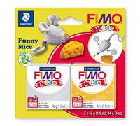STAEDTLER - Fimo Kids Funny Kit - Set "Drôle de souris" - 2 pains pâte à modeler 42g assortis + notice d'utilisation - 8035 11