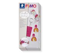 Staedtler FIMO - Set d'accessoires bijoux - 1 paire de boucle d'oreille argentée + 10 anneaux fendus argentés + 1 cordelette en caoutchouc transparent