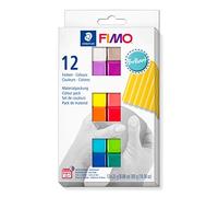 Staedtler FIMO Soft, Assortiment de 12 demi-pains de pâte FIMO aux couleurs brillantes assorties, Pâte à modeler durcissant au four et facile à démouler, 8023 C12-2