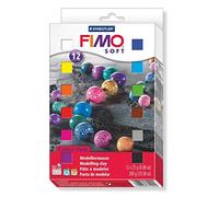 Staedtler FIMO Soft, Assortiment de 12 demi-pains de pâte FIMO aux couleurs vives assortis, Pâte à modeler durcissant au four et facile à démouler