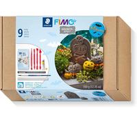 Staedtler Fimoair 81 Set 06 Pâte À Modeler Séchage À L'air Libre Kit De Décoration D'halloween Avec Outils De Modelage Et Accessoires (Lot De 9 Pièces, Y Compris 350 G D'argile Effet Granit)
