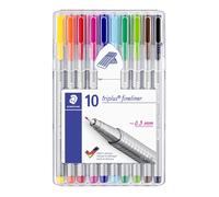Staedtler Feutres Triplus Fineliner, pointe extra-fine, étui chevalet 10 couleurs, 334 SB10