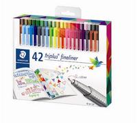 Staedtler Feutres Triplus Fineliner 334 C42 – Pointe extra-fine 0,3 mm – Boîte 42 couleurs