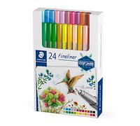 Staedtler Fineliner triplus Design Journey Tige triangulaire ergonomique Pointe ultra fine Pointe métallique de 0,3 mm Longue durée de vie 24 feutres fins dans un étui en carton 334 C24-C