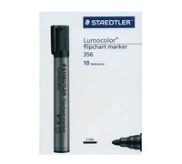Staedtler - Flipchart Marker - Marqueur permanent - Pointe ogive - Encre pigmentée à base d'eau Noire - Lot de 10