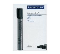 Staedtler - Flipchart Marker - Marqueur Permanent - Pointe Ogive - Encre Pigmentée À Base D'eau Noire - Lot De 10