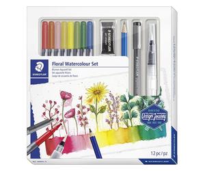 Staedtler Floral Design Journey set de peinture à l'eau avec aquarelle (12)