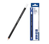 Staedtler Lumocolor Glasochrom, Crayons blancs permanents pour tout type de surface, Résistants à l'eau et à la lumière, Couleurs intenses pigmentées, Boîte carton de 12 crayons assortis, 108 20-0 VE