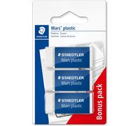 STAEDTLER Gomme Mars plastic, sans phtalate ni latex, faible formation de miettes, blanc, qualité premium, faible usure, 2 pièces et 1 pièce e, 526 53 ABK3D