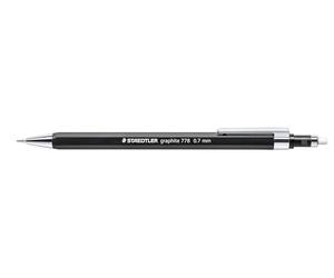 Staedtler graphite 778 07-9 Porte-mine fin en forme hexagonale Largeur de trait 0,7 mm Pointe et clip en métal 10 porte-mines dans une boîte pliante en carton
