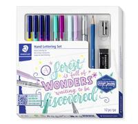 Staedtler Hand Lettering Set, Stationery Cardboard Case with 4 Triplus Colours,