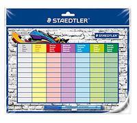 STAEDTLER Horaire Lumocolor, auto-adhésif et réutilisable, effaçable à sec, avec Lumocolor correctable et pince à crayon, 641 SP2