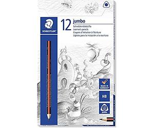 Staedtler Jumbo, Crayon graphite géant de forme triangulaire ergonomique, idéal pour les premiers exercices d'écriture et de dessin, Lot de 12 crayons, 1285-2
