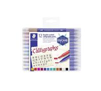 Staedtler Feutres de calligraphie 3005 TB12 – 12 pièces à double pointe assorties