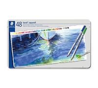 Staedtler Karat Aquarell, Crayons de couleur aquarellables de qualité professionnelle, Grande miscibilité des couleurs, Boîte métal de 48 crayons assortis, 125 M48