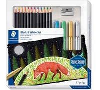 Staedtler Design Journey, Coffret coloriage sur papier noir pour beaux-arts, Inclus crayons de couleur super soft, feutres métalliques et taille-crayon, 61 149C