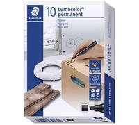 Staedtler Lot De 10 Marqueurs Permanent "Lumocolor 350" Pointe Biseau Bleu