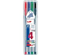 Staedtler 334 SB4 Lot de 4 stylos roller 0,3 mm Noir Bleu Vert Rouge