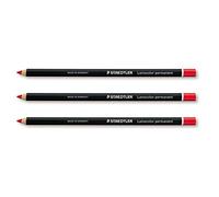 STAEDTLER Lot de 3 Crayons graphite GLASOCHROM Rond pour écriture toute surface mine Rouge