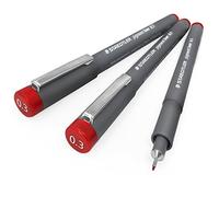 Staedtler Lot de 3 stylos feutre Pigment 308 Pointe de 0,3 mm Rouge