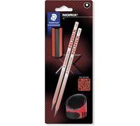 Staedtler Lot De 4 Crayons À Dessin Hb Pour Croquis Et Écriture Norix Comprend 2 Crayons Hb, Un Taille-Crayon Et Une Gomme En Corail 181 Sbk2-2