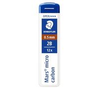STAEDTLER Recharges de mines pour crayons Mars Micro Carbon 250 0.5mm 2B - Emballage de 6 tubes (72 dérivations) 2B