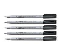 Staedtler Lot De 5 Marqueurs Non-Permanent "Lumocolor 316" Fin 0,6 Mm Noir