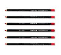 STAEDTLER Lot de 6 Crayons graphite GLASOCHROM Rond pour écriture toute surface mine Rouge