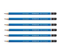 Staedtler Lot De 6 Crayons Papier Mars Lumograph 100 Mine 2 Mm Bleu 2h