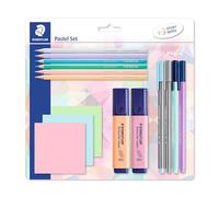 Staedtler Lot pastel 61 SBK2 PA – crayons, feutres, surligneurs et 3 blocs adhésifs de haute qualité