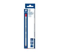 STAEDTLER Lumocolor 108 Omnichrom crayons - rouge, lot de 12 | Crayon cire hydrosoluble, corps en bois - effaçable sur verre, métal & plastique - Art.-Nr. 108-2