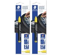 Staedtler Lumocolor 236-1 BK-1 Craie universelle pour pneus permanents Omnigraph 236 pour marquage opaque sur fond sombre, Jaune (Lot de 2)