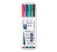 Staedtler Marqueurs tableau blanc Lumocolor 301 WP4 – Pointe 1 mm, effaçables à sec – 4 couleurs