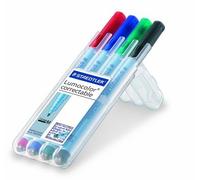 Staedtler Lumocolor 305 M WP4-1 Lot de 4 feutres correctifs à sec, correctifs et correctifs à sec, 1 lot de 4 couleurs (pointe M, lot de 4 multicolores, 4)